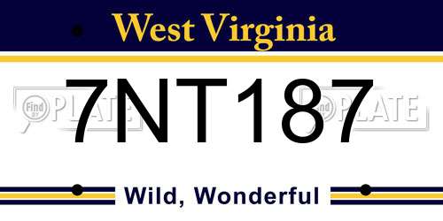 7NT187 West Virginia License Plate