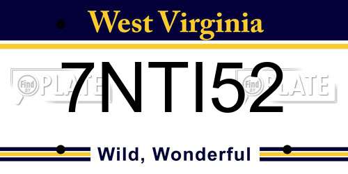 7NTI52 West Virginia License Plate