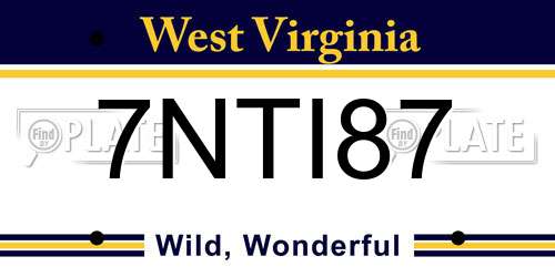 7NTI87 West Virginia License Plate