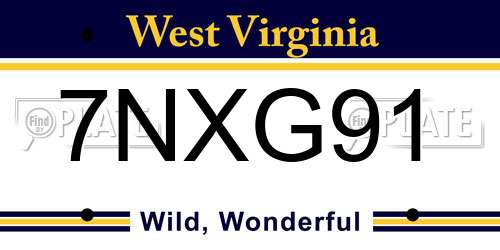 7NXG91 West Virginia License Plate