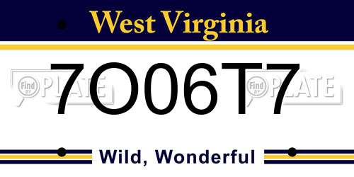 7O06T7 West Virginia License Plate