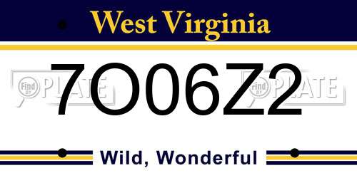 7O06Z2 West Virginia License Plate