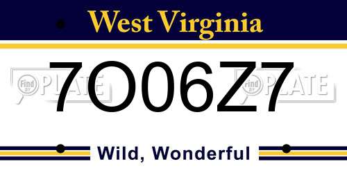 7O06Z7 West Virginia License Plate
