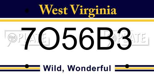 7O56B3 West Virginia License Plate