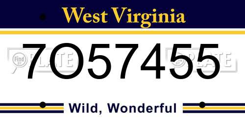 7O57455 West Virginia License Plate