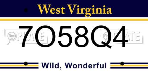 7O58Q4 West Virginia License Plate