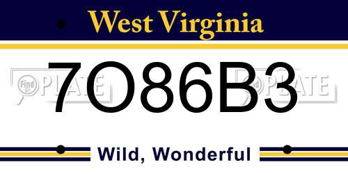 7O86B3 West Virginia License Plate