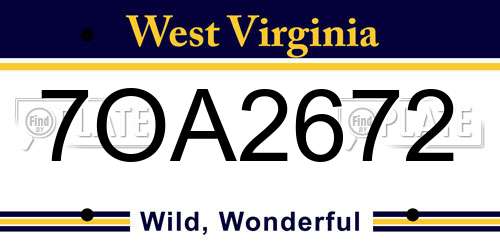 7OA2672 West Virginia License Plate