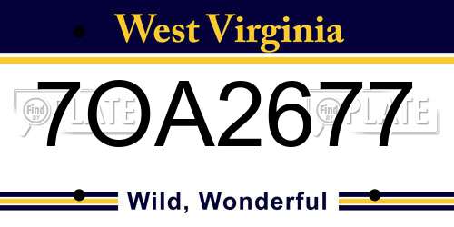 7OA2677 West Virginia License Plate