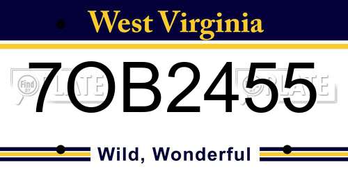 7OB2455 West Virginia License Plate
