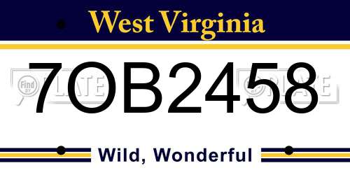 7OB2458 West Virginia License Plate