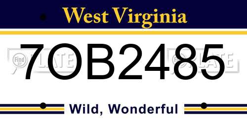 7OB2485 West Virginia License Plate