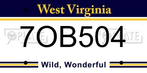 7OB504 West Virginia License Plate