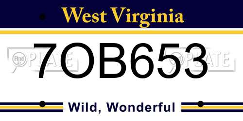 7OB653 West Virginia License Plate
