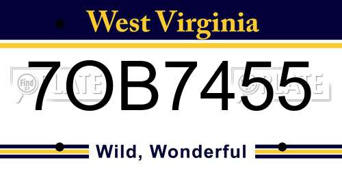 7OB7455 West Virginia License Plate