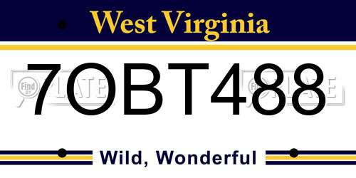 7OBT488 West Virginia License Plate