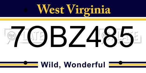 7OBZ485 West Virginia License Plate