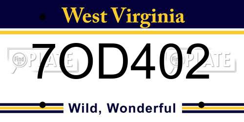 7OD402 West Virginia License Plate