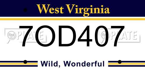 7OD407 West Virginia License Plate