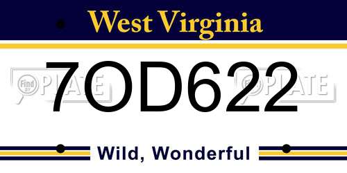 7OD622 West Virginia License Plate