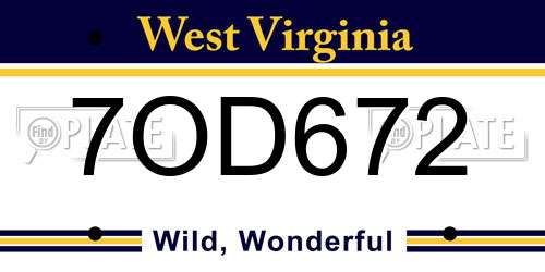 7OD672 West Virginia License Plate