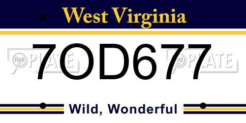 7OD677 West Virginia License Plate