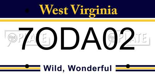 7ODA02 West Virginia License Plate