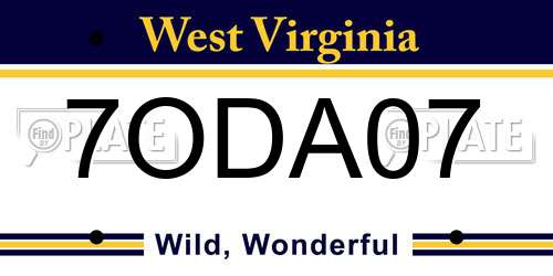7ODA07 West Virginia License Plate