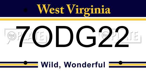 7ODG22 West Virginia License Plate