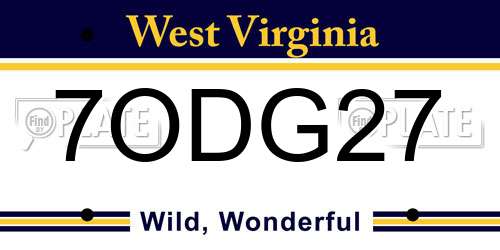 7ODG27 West Virginia License Plate