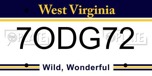 7ODG72 West Virginia License Plate