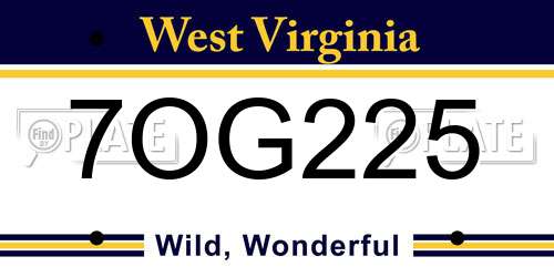 7OG225 West Virginia License Plate