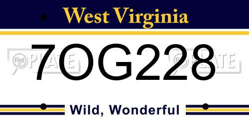 7OG228 West Virginia License Plate