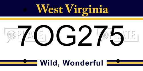 7OG275 West Virginia License Plate