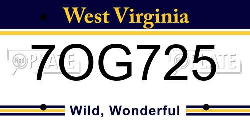 7OG725 West Virginia License Plate