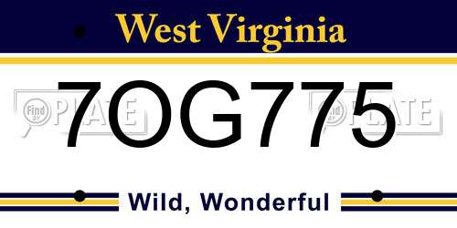 7OG775 West Virginia License Plate
