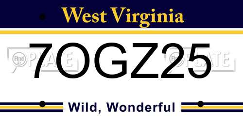 7OGZ25 West Virginia License Plate