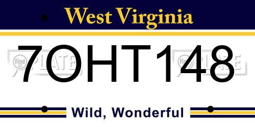 7OHT148 West Virginia License Plate