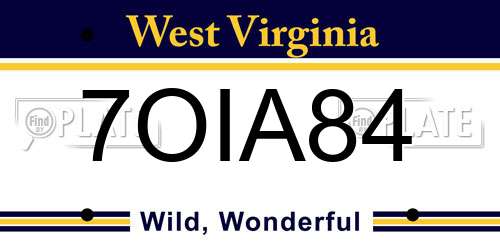 7OIA84 West Virginia License Plate