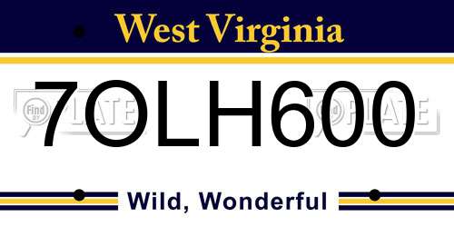 7OLH600 West Virginia License Plate