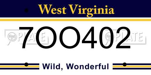7OO402 West Virginia License Plate