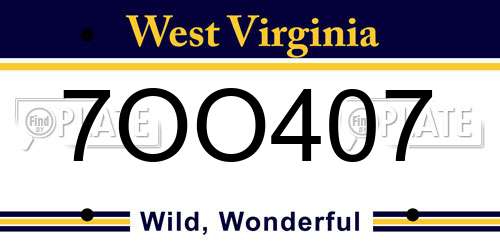 7OO407 West Virginia License Plate