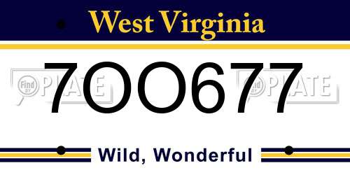 7OO677 West Virginia License Plate