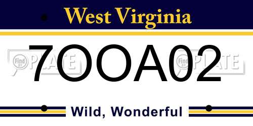 7OOA02 West Virginia License Plate