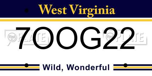 7OOG22 West Virginia License Plate