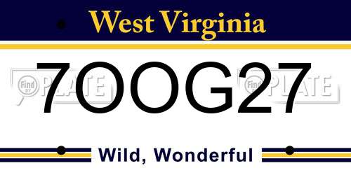 7OOG27 West Virginia License Plate