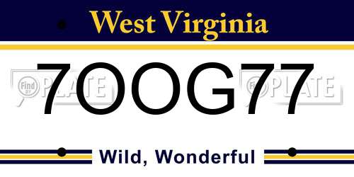 7OOG77 West Virginia License Plate