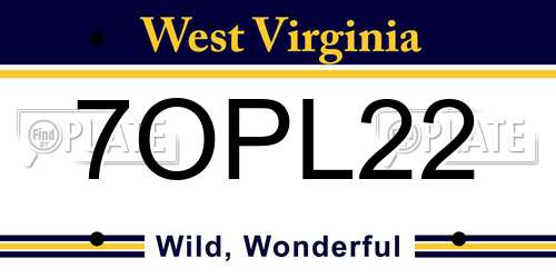 7OPL22 West Virginia License Plate