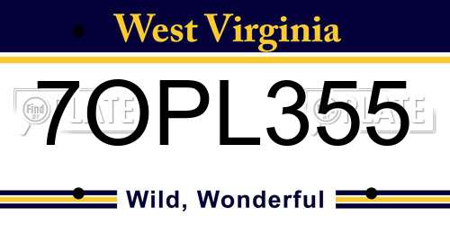 7OPL355 West Virginia License Plate