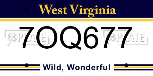 7OQ677 West Virginia License Plate